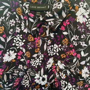 Lane Bryant Floral Collared Button Blouse Multicolor Plus 18/20